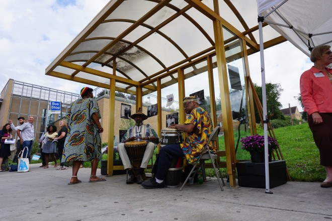 Picture of bus stop in Pittsburgh designed as public space