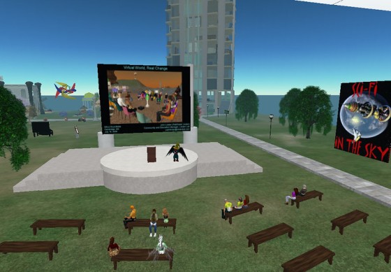 Picture of mixed reality event in Boston, 2006.